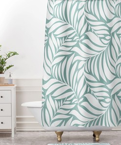 Sea Green Botanical Shower Curtain in Boho Style, Ideal for Nature Lovers, Bath Curtain