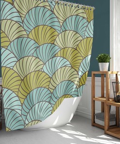 Seashell Beach Vintage Bathroom Shower Curtain | Ocean Shore Creatures Fabric Home Bath Decor