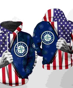 Seattle Mariners All Over Print US Flag 3D Hoodie Zipper - 3D Hoodies with Zippers
