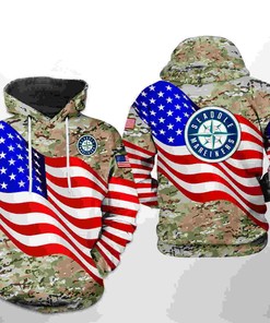 Seattle Mariners All Over Print US Flag Camo Veteran 3D Hoodie - All Over Print Hoodie Printful