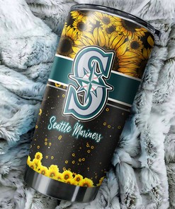 Seattle Mariners Beautiful Sunflower MLB Tumbler with Logo and Personalization for Fans