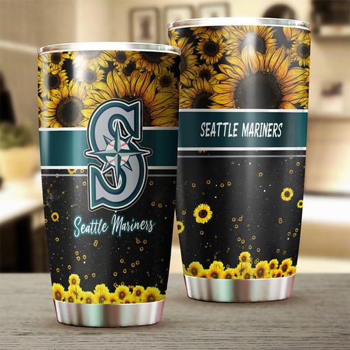 Seattle Mariners Beautiful Sunflower MLB Tumbler with Logo and Personalization for Fans - Image 2
