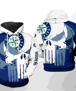 Seattle Mariners MLB Team Skull Zip-Up Hoodie in 3D Design