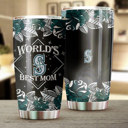 Seattle Mariners MLB Tumbler - World's Best Mom Personalized Gift for Moms who Love Mariners and Baseball - Image 2