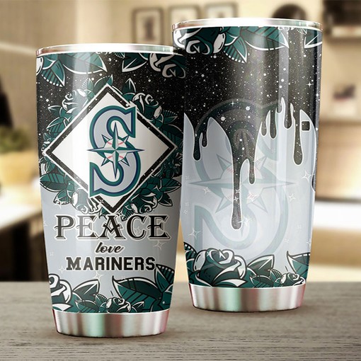 Seattle Mariners Peace and Love Edition MLB Tumbler - Baseball Mom Tumbler Ideas - Image 2