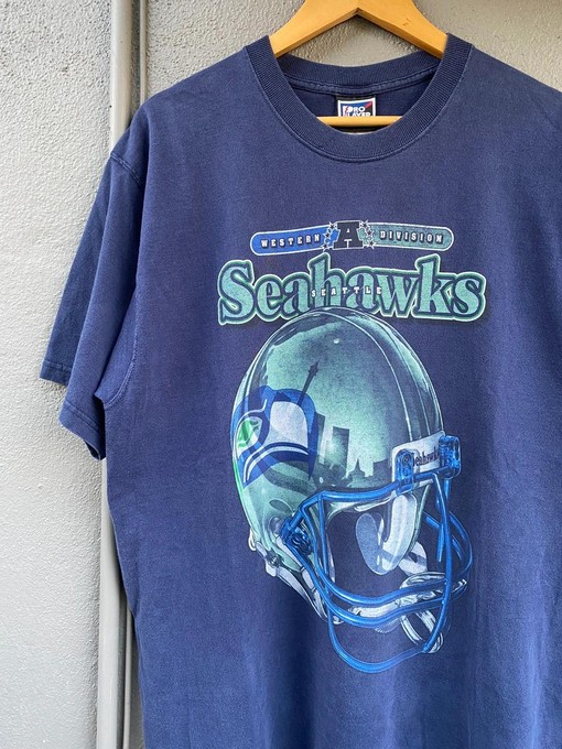 Seattle Seahawks NFL Head Gear Helmet Pro Player Sweatshirt T-shirt - Vintage Style Retro NFL Shirts - Image 2