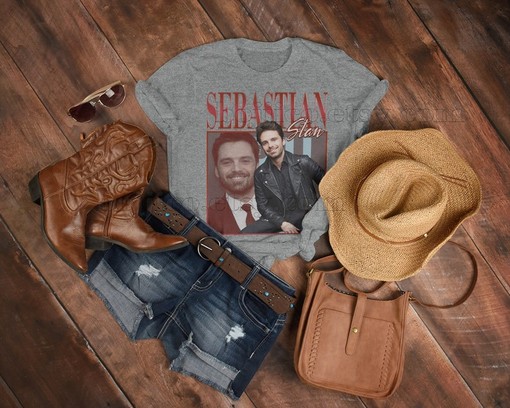 Sebastian Stan Tribute Shirt, Sebastian Stan Homage Retro 90's Tee, Fans Gift, Sebastian Stan Funny Shirt - Image 3