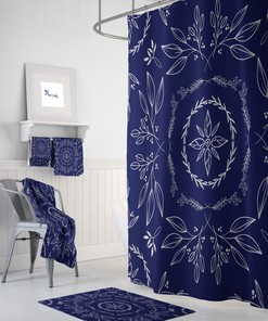 Serene Blue Floral Shower Curtain for Your Farmhouse Bathroom- SHOWER33