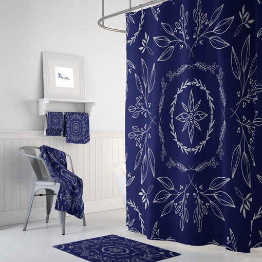 Serene Blue Floral Shower Curtain for Your Farmhouse Bathroom- SHOWER33