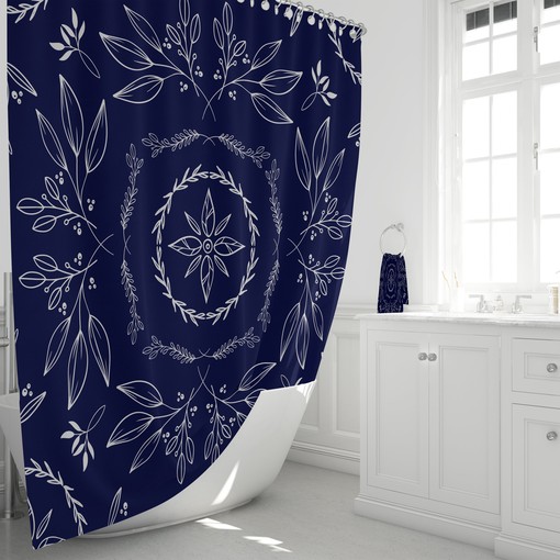 Serene Blue Floral Shower Curtain for Your Farmhouse Bathroom- SHOWER33 - Image 2
