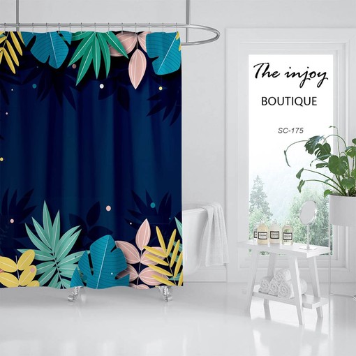 Serene Blue Flowers Shower Curtain with Waterproof Washable Material for Your Bathroom - Image 2