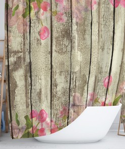 Shabby Wood Shower Curtain with Chippy Design - Unique Farmhouse Bathtub Curtain for Rustic Decor