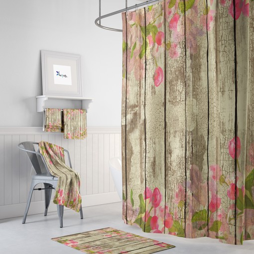 Shabby Wood Shower Curtain with Chippy Design - Unique Farmhouse Bathtub Curtain for Rustic Decor - Image 2