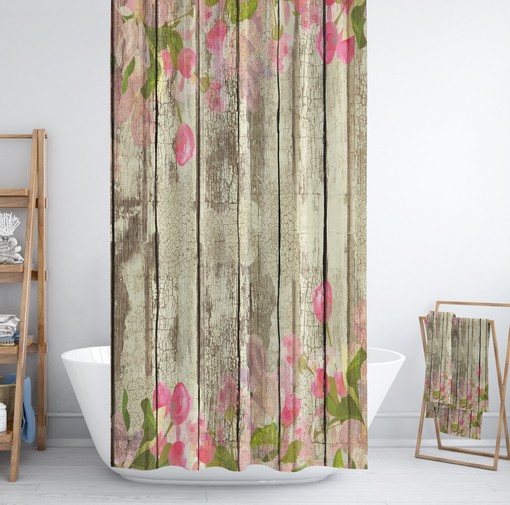 Shabby Wood Shower Curtain with Chippy Design - Unique Farmhouse Bathtub Curtain for Rustic Decor - Image 3