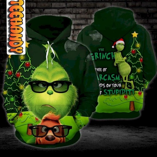 Shine Bright with Grinch Sarcasm Christmas Custom All Over Print 3D Hoodie