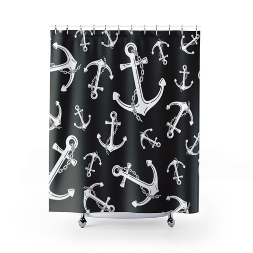 Shipwrecked Pirate Anchor Restroom Shower Curtain - Add a Touch of Adventure