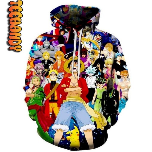 Show Your Love for Anime with This Custom All Stars All Over Print Hoodie - Featuring 3D Graphic Design