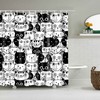 Show Your Love for Your Feline Friend with Cute Black and White Cat Shower Curtain, Pet Animal Fabric Bathroom Decor