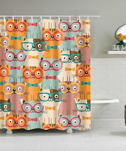 Show Your Love for Your Feline Friend with Stylish Cat Shower Curtain, Cute Feline Animal Fabric Bathroom Decor