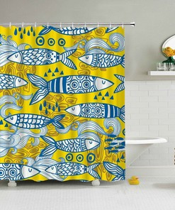 Show Your Love for the Ocean with Japanese Style Fish Shower Curtain, Ocean Sea Life Bathroom Decoration