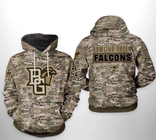 Show Your Support for Bowling Green Falcons NCAA with Camo Veteran 3D Hoodie Featuring Custom All Over Print
