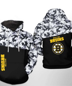 Show Your Support with Boston Bruins NHL Camo Veteran 3D Hoodie Zipper Hoodie