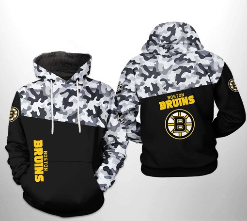 Show Your Support with Boston Bruins NHL Camo Veteran 3D Hoodie Zipper Hoodie