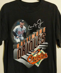 Show Your Support with This Cal Ripken Jr. Black Cotton T-Shirt, Mens Sport Shirts