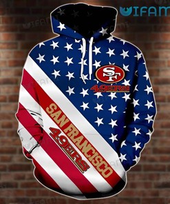 Show Your Support with This USA Flag All Over Print Hoodie - San Francisco 49ers Gift