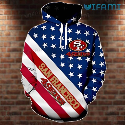 Show Your Support with This USA Flag All Over Print Hoodie - San Francisco 49ers Gift