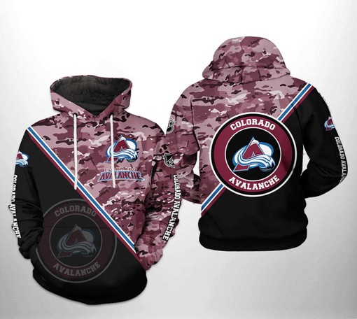 Show Your Team Spirit with Colorado Avalanche NHL Camo Team All Over Print 3D Hoodies