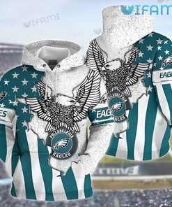 Show off Your Patriotism with Broken USA Flag Logo Philadelphia Eagles 3D Hoodies