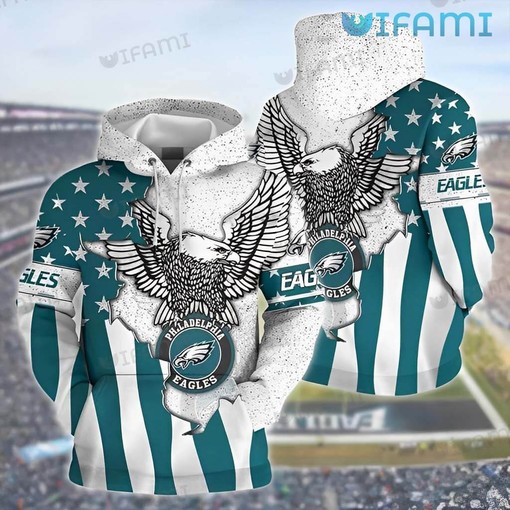 Show off Your Patriotism with Broken USA Flag Logo Philadelphia Eagles 3D Hoodies