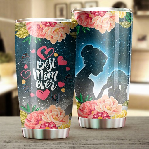 Show-Stopping Miami Marlins MLB Tumbler for Awesome Moms with Cool Flower Design and MLB Logo - Image 2