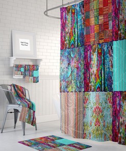 Shower Curtains Decorative Boho Chic Gypsy Blocks Shower Curtain