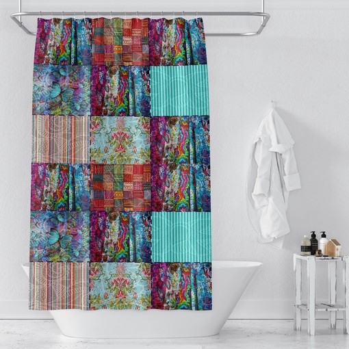 Shower Curtains Decorative Boho Chic Gypsy Blocks Shower Curtain - Image 3