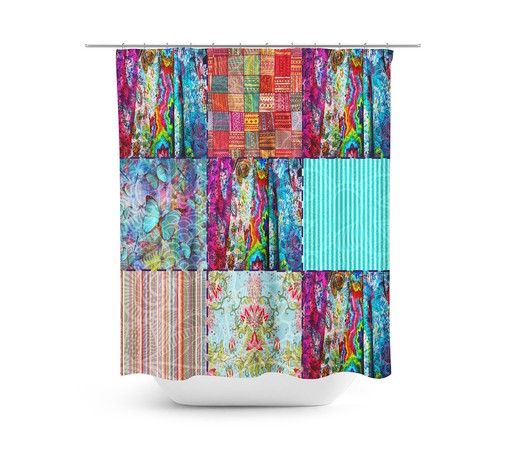Shower Curtains Decorative Boho Chic Gypsy Blocks Shower Curtain - Image 4