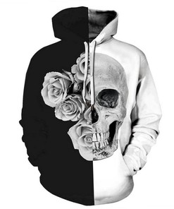Skeleton Design Halloween All-Over Print 3D Zipper Hoodie with Skulls