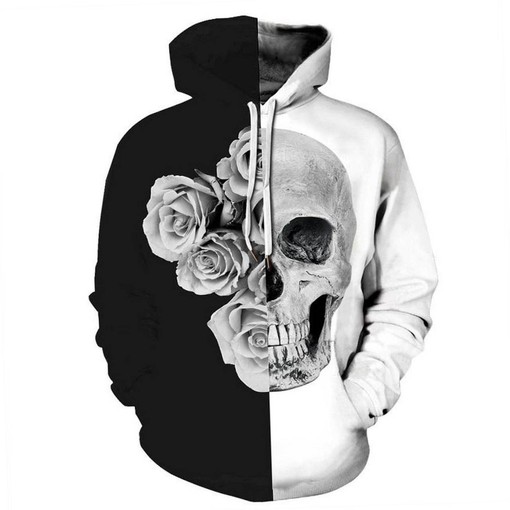 Skeleton Design Halloween All-Over Print 3D Zipper Hoodie with Skulls