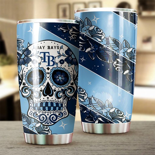 Skull Design and Custom MLB Logo - Tampa Bay Rays MLB Tumbler with Personalized Tumbler and Tumbler 30 oz