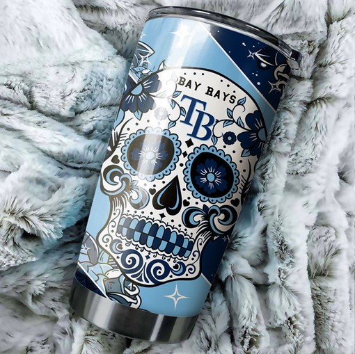 Skull Design and Custom MLB Logo - Tampa Bay Rays MLB Tumbler with Personalized Tumbler and Tumbler 30 oz - Image 2