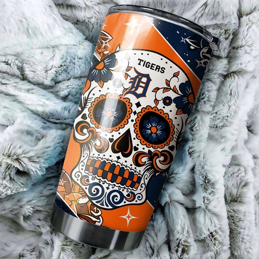 Skull Design and MLB Logo for Unique Style - Detroit Tigers MLB Tumbler with Tumbler 30 oz and Tumbler Gift for Fans - Image 2