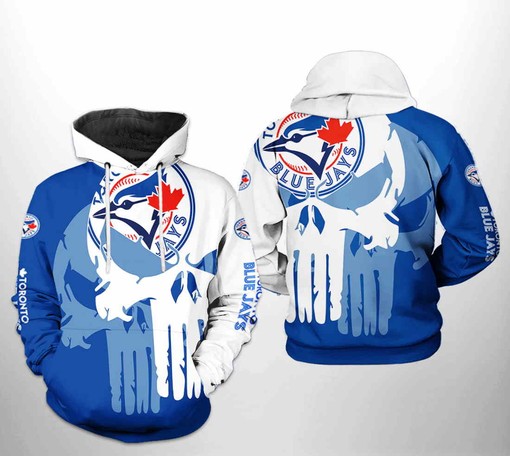 Skull Logo 3D Hoodie with Zipper of Toronto Blue Jays - Great Choice for Sports Lovers