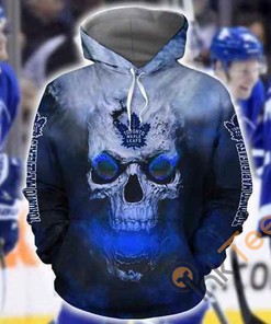 Skull on Fire 3D Hoodie of Toronto Maple Leafs - Great for Men and Women