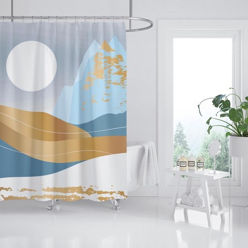 Snow Mountain Disney Unique Shower Curtain with Hooks, a Moonlit Night and Waterproof Design - Image 2