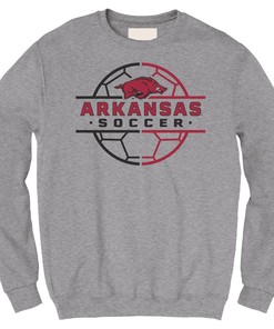 Soccer Ball Grid Unisex Fleece Crew Sweatshirt for Arkansas Razorbacks Fans