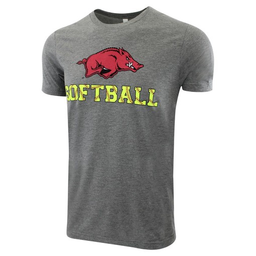 Softball Triblend Short Sleeve T-Shirt with Vintage Arkansas Razorbacks Logo