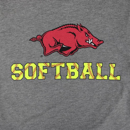 Softball Triblend Short Sleeve T-Shirt with Vintage Arkansas Razorbacks Logo - Image 2