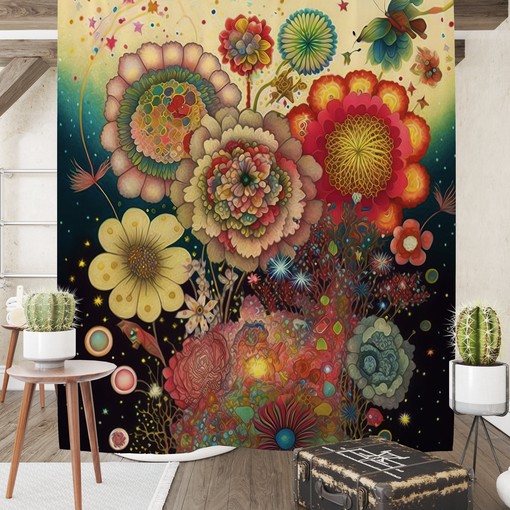 Sophisticated Arlo Floral Shower Curtain Set - Classy Bath Set with Matching Towels and Mat for Lavish Bathroom Decor