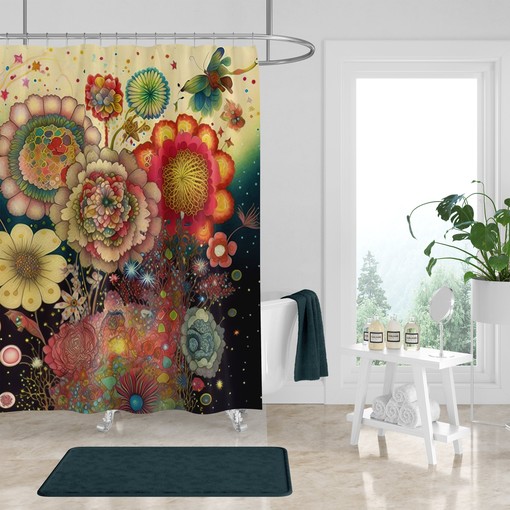 Sophisticated Arlo Floral Shower Curtain Set - Classy Bath Set with Matching Towels and Mat for Lavish Bathroom Decor - Image 3